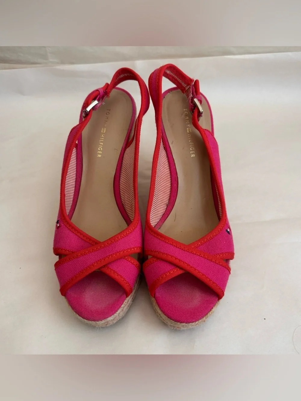 Pink Espadrille Wedge Slingback Platform Women 7M Tommy Hilfiger Y2K Resort Beac
